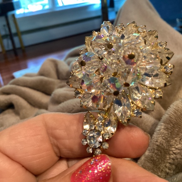 VINTAGE 1950’S  JULIANA CLEAR CRYSTAL RHINESTONE Brooch ARTICULATED MOMS - Picture 10 of 10